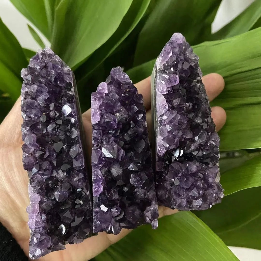 Customized Healing Crystal  Stone Wand Semi Precious Stone Tower Dark Amethyst Cluster Towers  for Meditation
