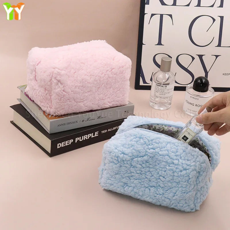 Warm Winter Solid Color Makeup Bag Women Soft Travel Cosmetic Bags Organizer Case Toiletry Storage Pouch