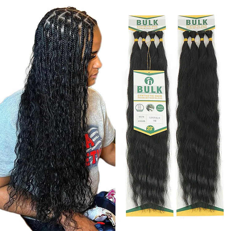 Julianna New Arrivals Wholesale Synthetic Fiber No Weft Super Wave Curly Bulk Braiding Hair Extension