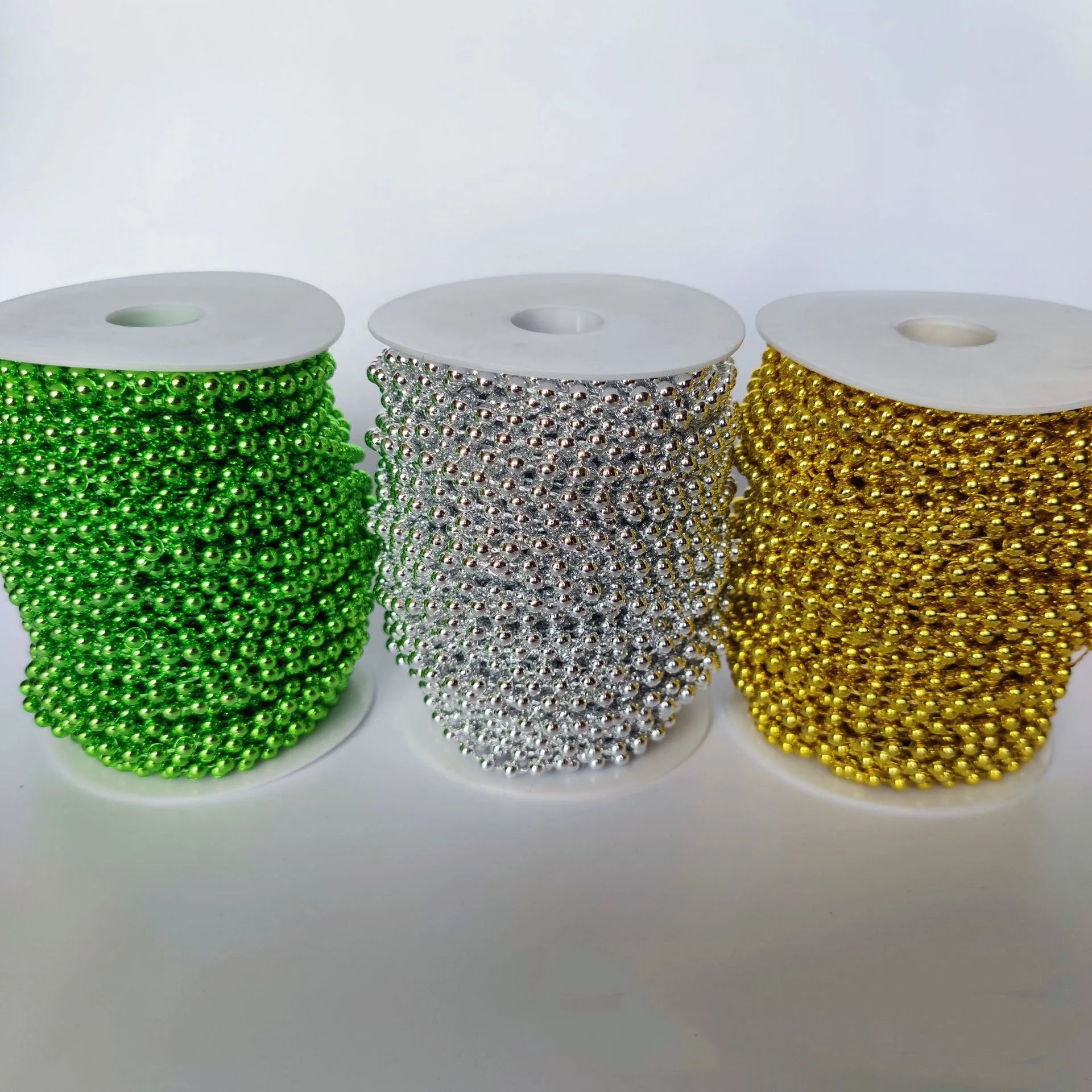 Factory Direct Sell Christmas Decoration Bead Chain Plastic Electroplating Connection Bead Chain Gold