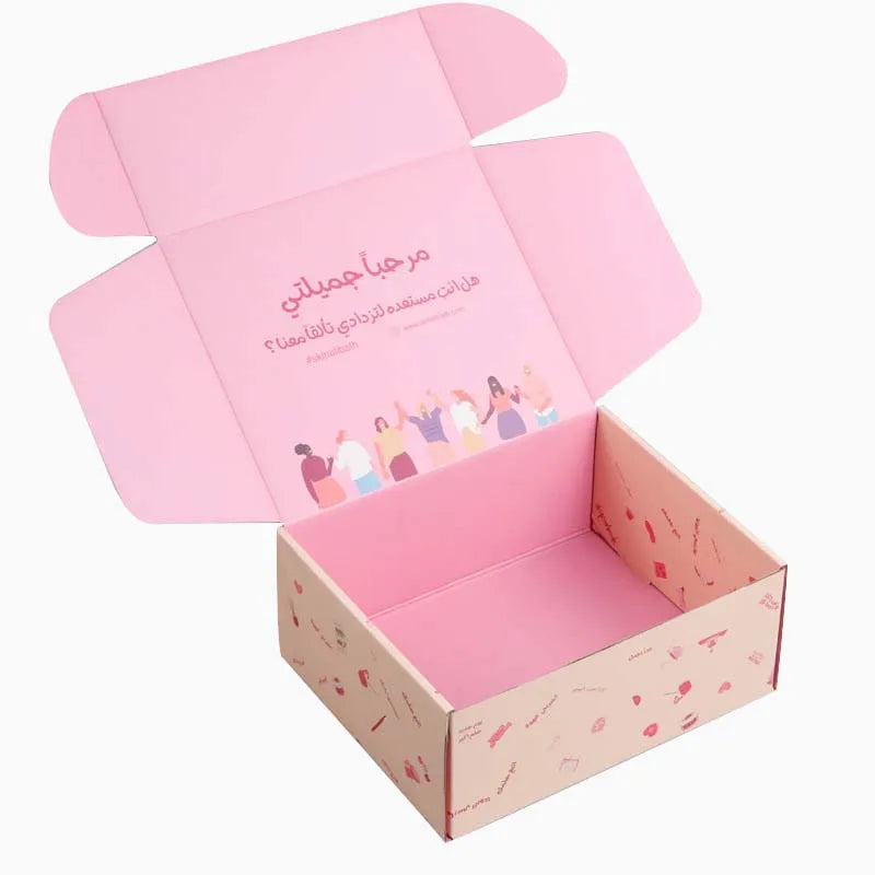 Wholesale Custom Printed Pink Box Packaging Mailer Boxes Kraft Corrugated Shipping Box with logo