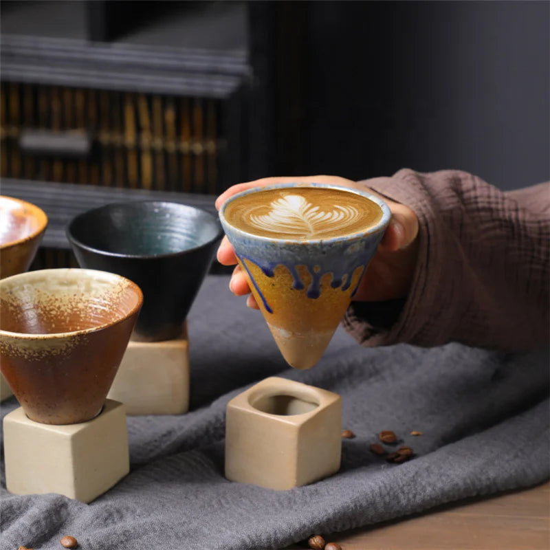 1pcs Creative Retro Ceramic Coffee Cup Rough Pottery American Style Food Grade 100ml Capacity Household New Mug