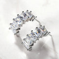 CAOSHI Earrings for Women Dazzling Rectangle Diamond CZ Arc Earrings Full Filled Lady Girls Beautiful Stud Earrings Fashion