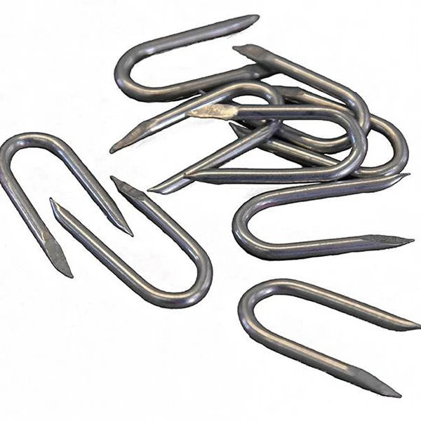 Galvanised Iron U Nails 20mm Netting Fencing Staples for Chicken Wire/Mesh Fences 100pcs Smooth Ring Spiral Flat Cap Head Carton