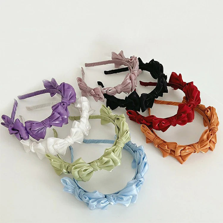 JO Gauze Bow Headband for Lady Fashion Fabric Knotted Hair Band Simple Sweet Hair Accessories 8 Colors