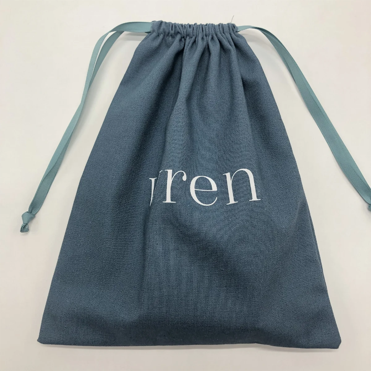 Custom Logo Printing Blue Cotton Linen Gift Packaging Dust Pouch Organic Shoe Handbag Clothes Packaging Cotton Shopping Bag