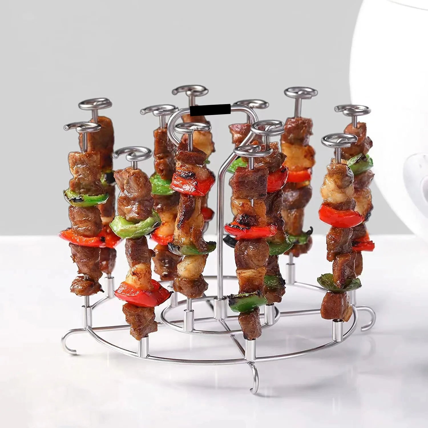 304 Stainless Steel Vertical Grill with 12 Baking Skewers Air Fryer Accessories for Microwave Oven Baking BBQ Tools