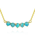 Fine Jewelry 925 Sterling Silver Gold Plated Natural Round Blue Opal Pendant Necklace for Women