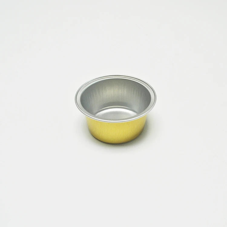 100pcs 15ml/25ml/35ml Round Shape Gold Aluminum Foil Pan Disposable Aluminium Food Containers Disposable Bakery Tray for Pudding