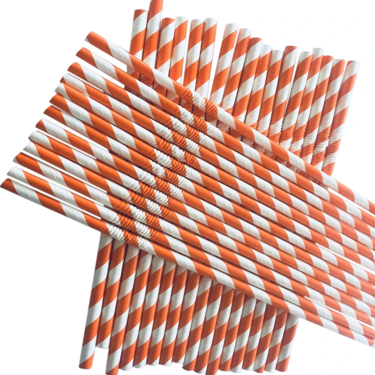 JIAYAN Colorful Disposable Eco-Friendly Durable Paper Straws (197mm) for Christmas Party Supplies & Holiday Decorations