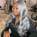 Grey Virgin Brazilian HD Human Hair Lace Front Wigs Cheap Cuticle Aligned Human HD Hair Wig Virgin Cuticle Human Hair Wig