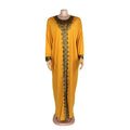 Women Three Quarter Sleeve Free Size Loose Long Applique Robe Dress African Style Straight Dresses