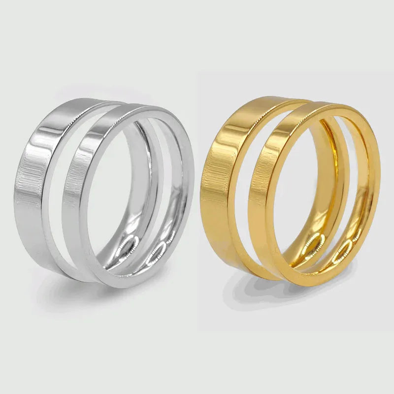 2mm 4mm 6mm Custom Logo 18k Gold Plain Dome Ring High Polished Flat Band Rings Stainless Steel Smooth Finger Rings for Men Women