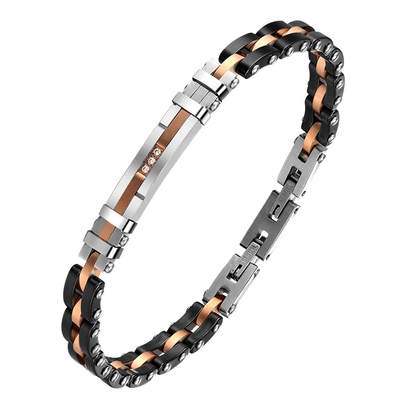Italian Style Jewelry Stainless Steel Ceramic Link Chain Bracelet Mens Elegant Jewelry Gentleman Father's Day Gift Ready to Ship