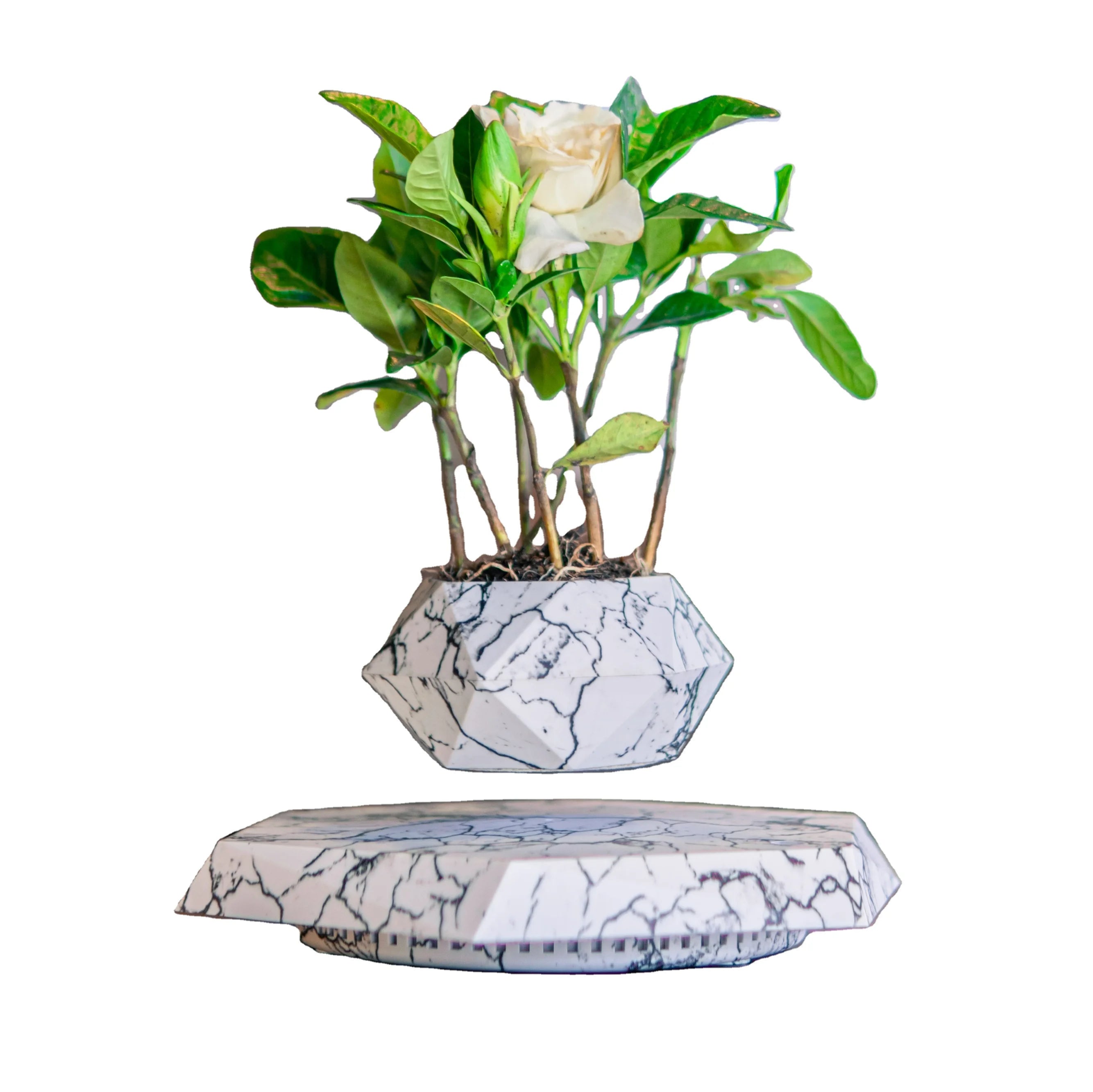 Hot Sell Magnetic Levitating Plant Pot Rotating Floating ABS Material Creative Unique Gifts Home Garden Decoration Bonsai Potted