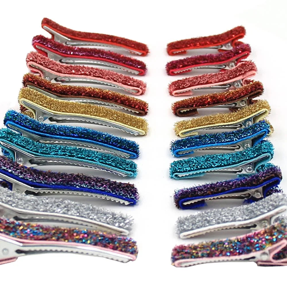100pcs Good Quality Stock Glitter Hair Clip Girls Baby Bling Bling Hairpin Gold Silver Rose Metal Barrette for Kids