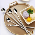 Stainless Steel Long Handle Spoon Set Iced Tea Coffee Mixing Spoon Ice Cream Dessert Fork Mirror Polished Bar Cafe Utensils