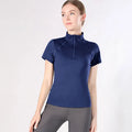 Wholesale Custom Women Riding Clothing Base Layer Breathable Short Sleeves Equestrian Shirt Four Way Stretch Horse Riding Tops