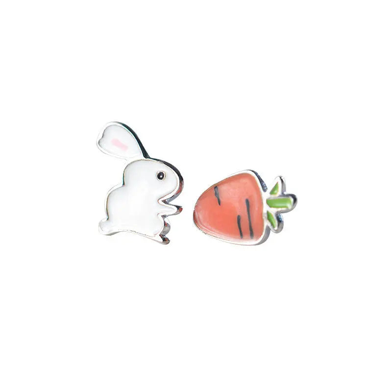 FY-ED873 Wholesale 925 Silver Rabbit Turnip Stud Earrings for Women Girls Fashion Animal Earrings