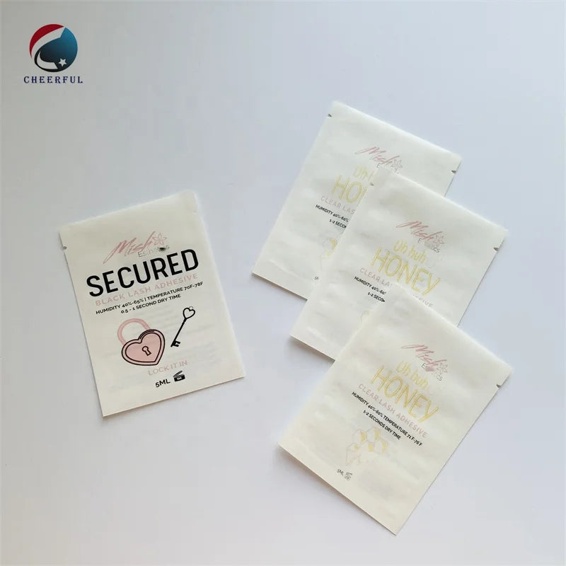 Custom Biodegradable Small White Kraft Paper Bags for Cosmetic Lip Scrub Sachet Packaging Eco-Friendly Skincare Packaging