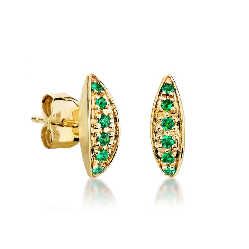 Gemnel Summer Jewelry Emerald Leaflet 18k Gold Sterling Silver Stud Earrings