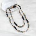Fashion Bohemian Simple Style 8mm Tiger Eye Natural Stone Glass Beaded Knotted Necklace for Women Jewelry Daily Wear