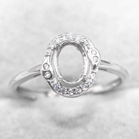 Sterling Silver 5*7mm Semi Mount Ring Frame Empty Blank Support Claw Setting S925 Base Holder Without Center Stone for DIY Inlay