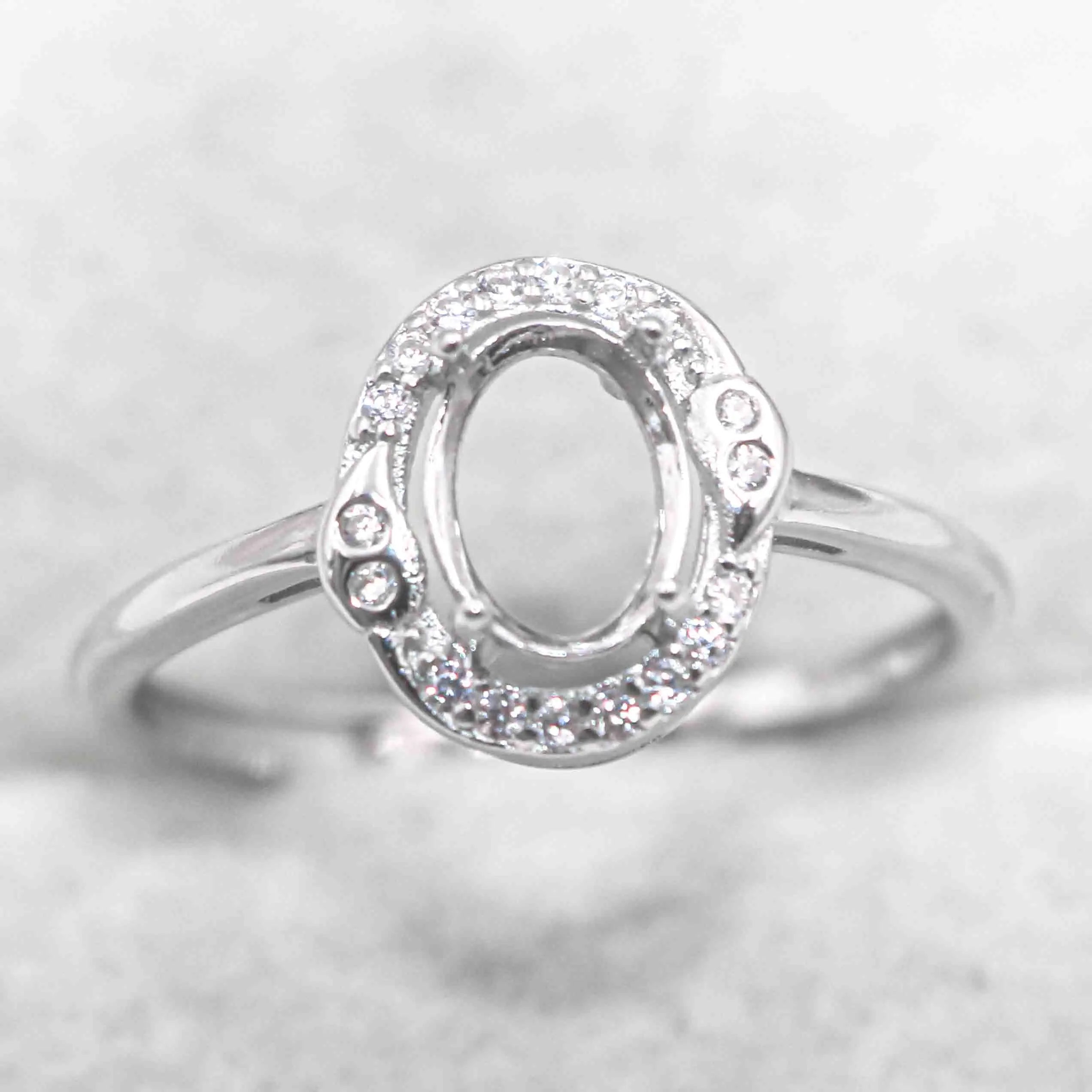 Sterling Silver 5*7mm Semi Mount Ring Frame Empty Blank Support Claw Setting S925 Base Holder Without Center Stone for DIY Inlay