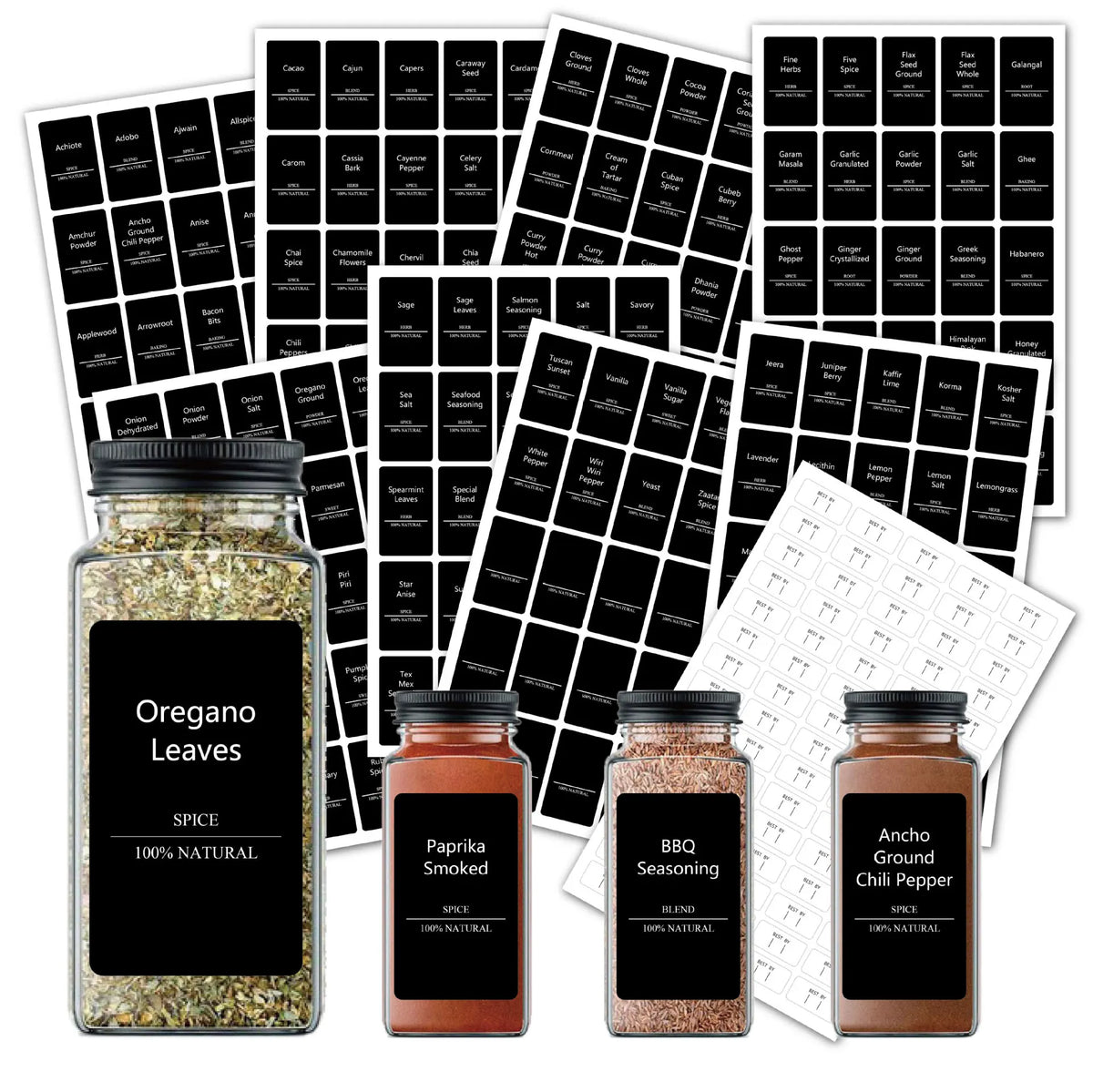 Custom Printed Self Adhesive Stickers Labels for Jars Bottles Kitchen Waterproof Spice Labels with Vinyl Pvc