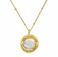 2021 New Baroque Jewelry Insert Natural Freshwater Pearl Charm Gold Necklace Beaded Chain Round Shaped Pearls Pendants Necklace