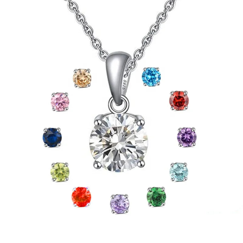 GP64 Luxury Classic 925 Sterling Silver Summer Magical Lucky Birthstone Pendant Cubic Zircons Charm for Women Fine Jewelry