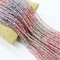 Natural Faceted Gradient Pink Blue Green Morganite Bead Healing Crystal Beads for Jewelry Making 2mm 3mm 4mm 38cm Strand