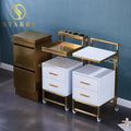 Ready to Ship Luxury Modern Golden Wooden Hair Salon Trolley for Hotel and Home Office Use