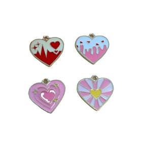 Pink Heart Charms Enamel Love Heart Mini Dangle Charms Valentine's Day Charms for DIY Craft Jewelry Making