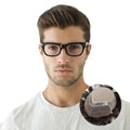 Men's Hairpieces Silk Base with 1'' Thin Skin Around Toupee Durable Men's Wigs 100% Human Hair System Unit Male Hair Prosthesis