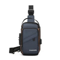 2025 New Men's Casual PU Waist Bag Crossbody Chest Bag with Zipper Closure and USB Feature Fashionable Wholesale