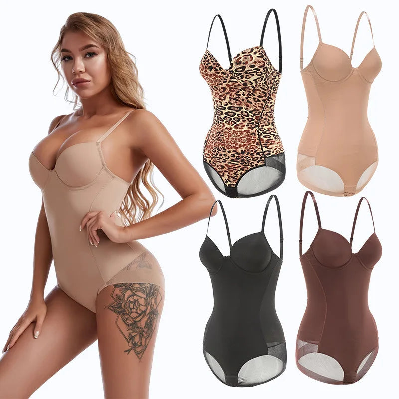 Plus Size Adjustable Postpartum Shapewear Bodysuit Built-in Chest Support Women Tummy Control Waist Trimmer Full Body Slimmer