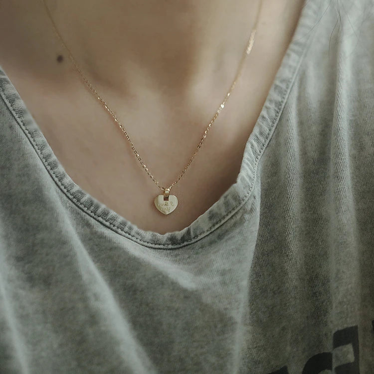 S925 Korean Fashion Gold Plated Ladies Minimalist Heart Jewelry Necklace Chain