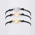 New Couple Simple European and American Wind Wax Rope Woven Adjustable Bracelet Hollow Heart Hand Bangle Jewelry