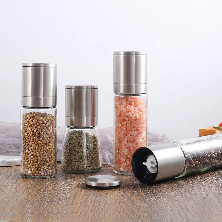 Refillable Spice Grinder Manual Ceramic Burr Salt and Pepper Mill Grinder for Kitchen
