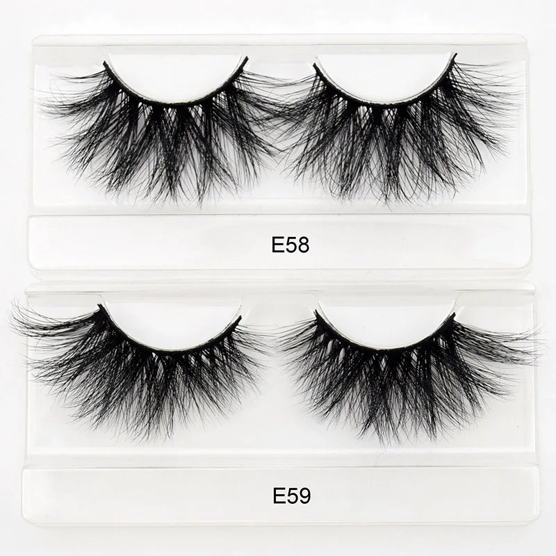 E58-59 Wholesale 100% Handmade 20-25 mm Full 3d False Mink Eyelash Dramatic 5D Real Mink Fur Eyelashes Vendor