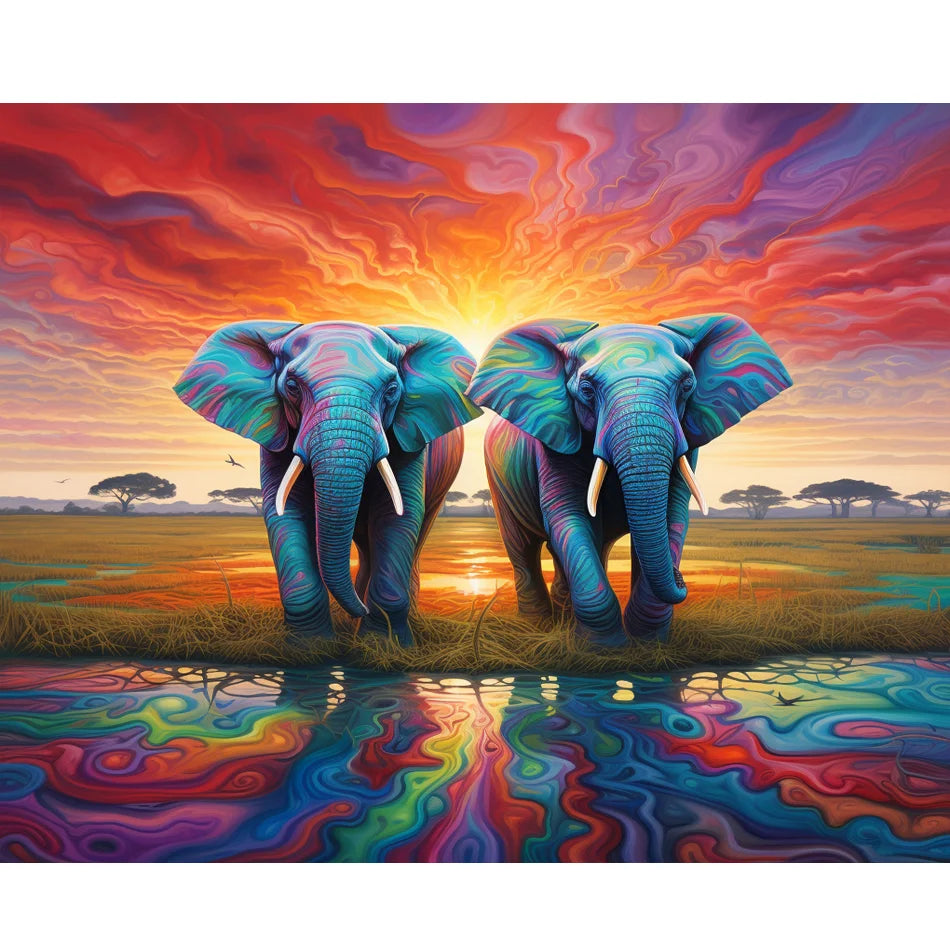 Handmade 5D Diamond Embroidery Full Elephant 30x40cm/12x16inch Animal Decor for Home Beautiful Landscape Diamond Painting Sale