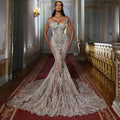 2026 New Bridal Gown Luxury Elegant Beaded Strapless Long Train Backless Mermaid Wedding Dress