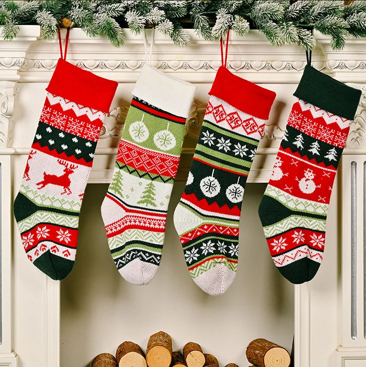 Factory Price Christmas Socks Gift Bag Pattern Christmas Decoration Cloth Drawstring Pouch Kids Gift Bag Home Decor