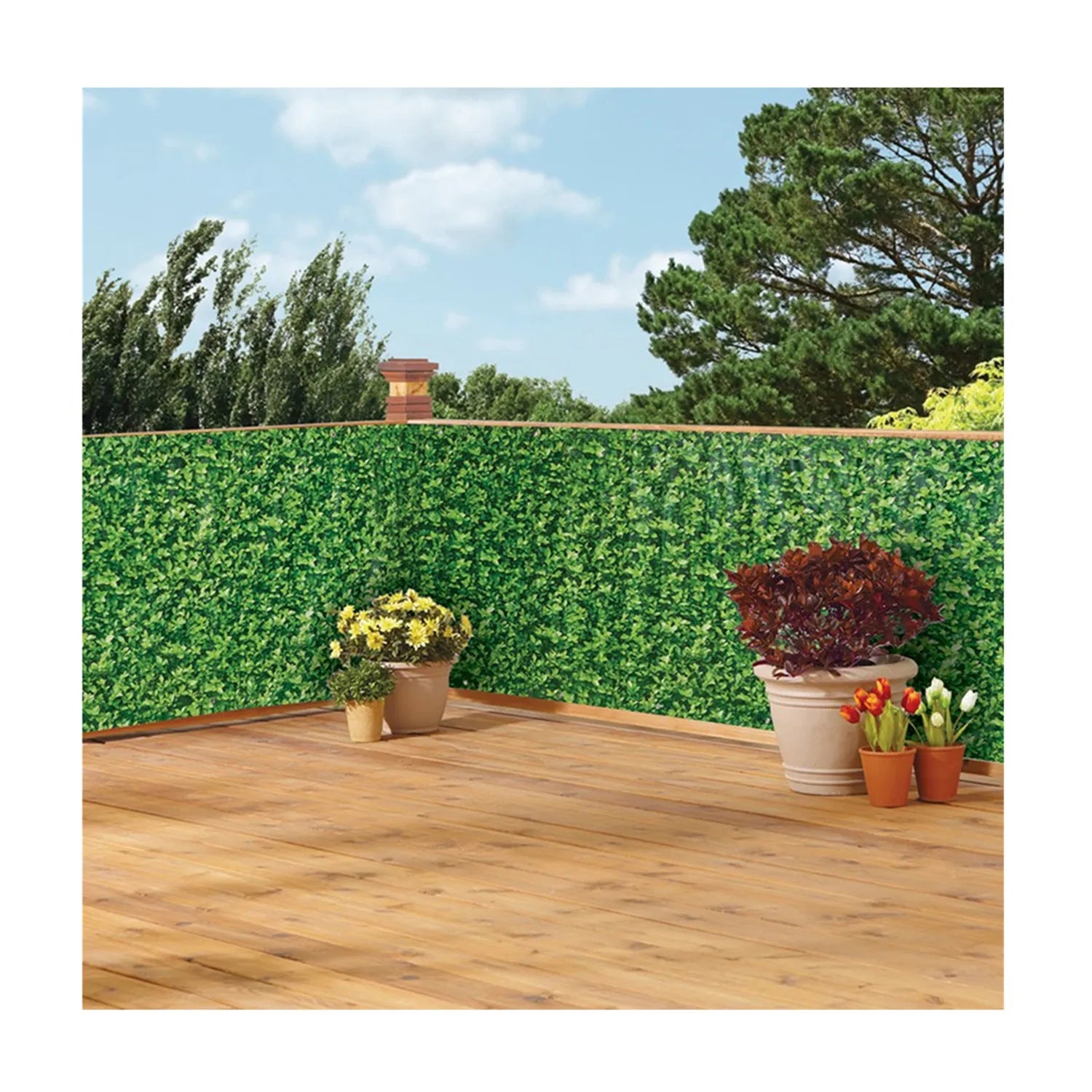 Faux IVY  Leaves 4.45m X 0.75m PVC Garden Fence Privacy Balcony Screen