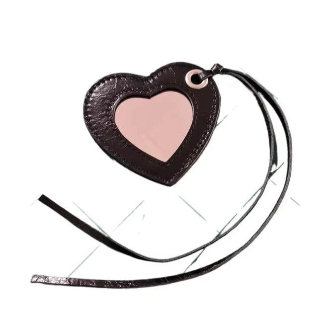 Zenos Women's Motorcycle Bag Ornament Crack Sheepskin Moon Bag with Cosmetric Mirror Pendant for Repair & Rescue