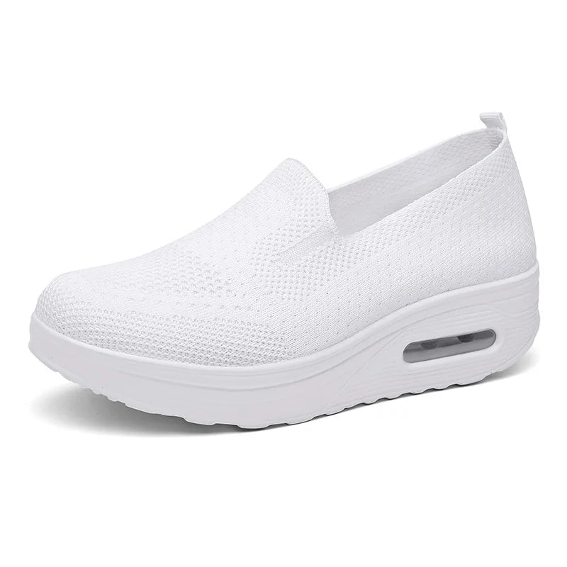 Women's Solid Colour Trend Shallow Mouth Casual Shoes Fly Woven Mesh Breathable Ladies Trainers Outdoor Ladies Comfortable Shoes