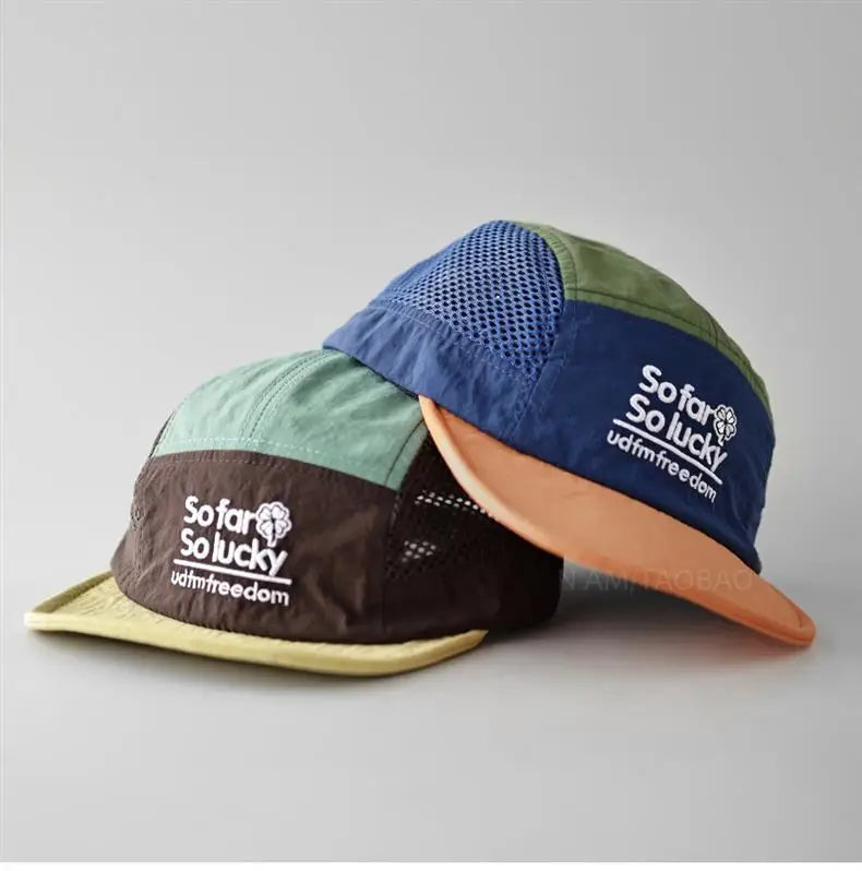 Wholesale Custom Logo 5-Panel Sport Running Hat Soft Lightweight Flexible Polyester/Cotton Mesh Duckbill Outdoor Travel Camp Cap