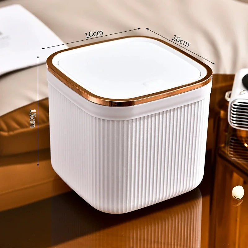 OWNSWING Mini Desktop Trash Can Kitchen Garbage Bin One-click Press Garbage Bin for Bathroom