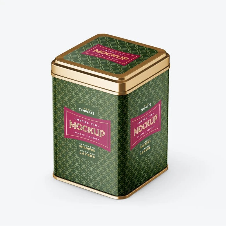 Customized Design Empty Luxury Food Grade Printed square Tea Coffee Tin Box Packaging Metal Tea Tin Canister Green Tea Tin Can